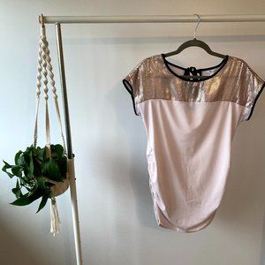Thyme Maternity Light Pink Sequin Top
